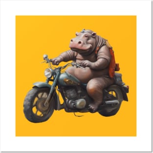 Hippo Bike Rider Posters and Art